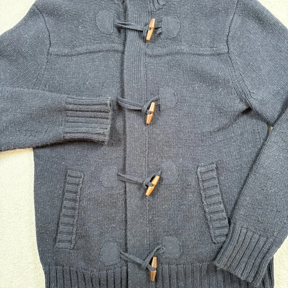 Banana Republic Cardigan Sweater Mens Medium Navy Blue Cotton Cozy Toggle‎ Front